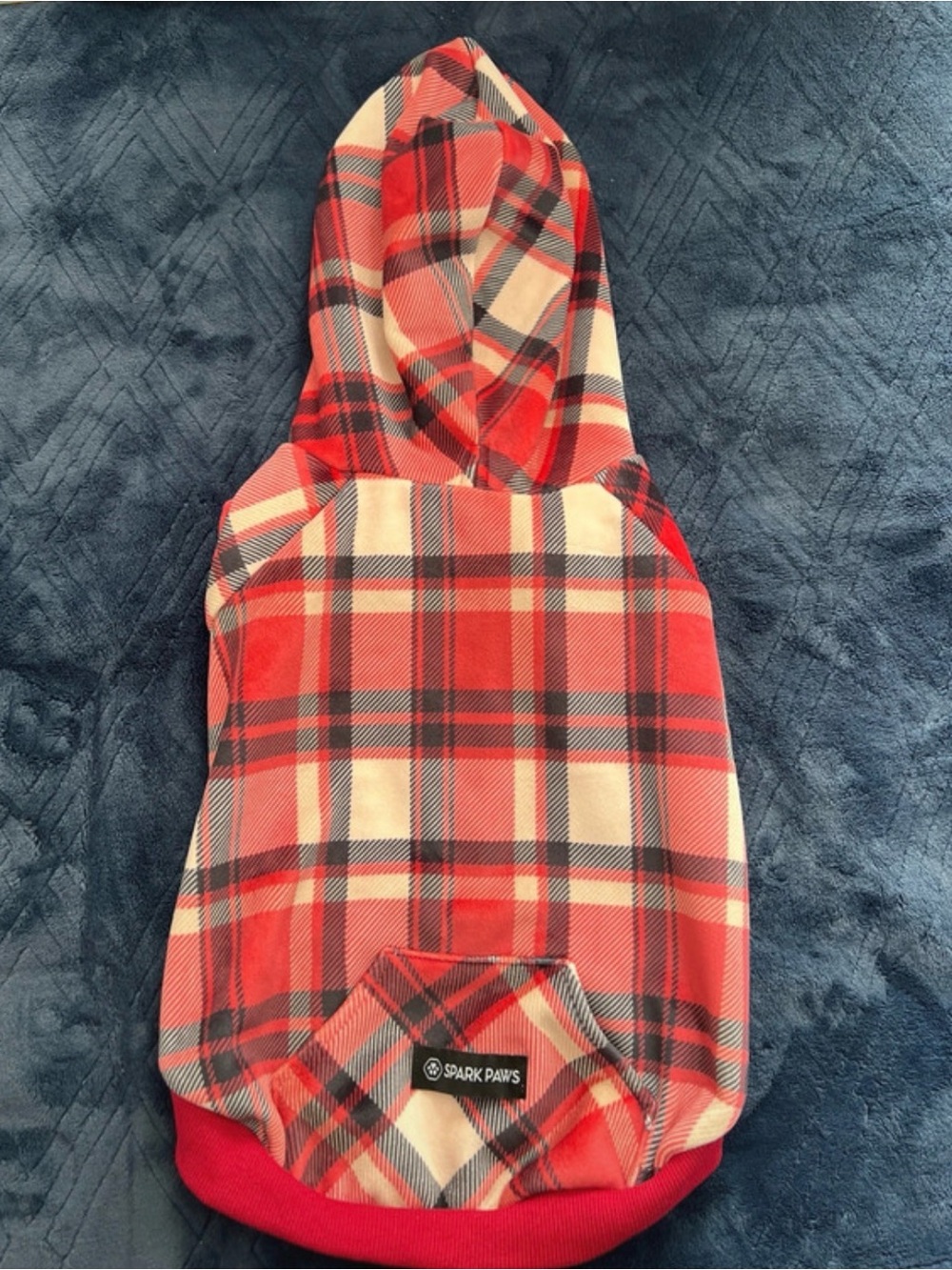 Spark Paws Red Plaid Dog Hoodie
